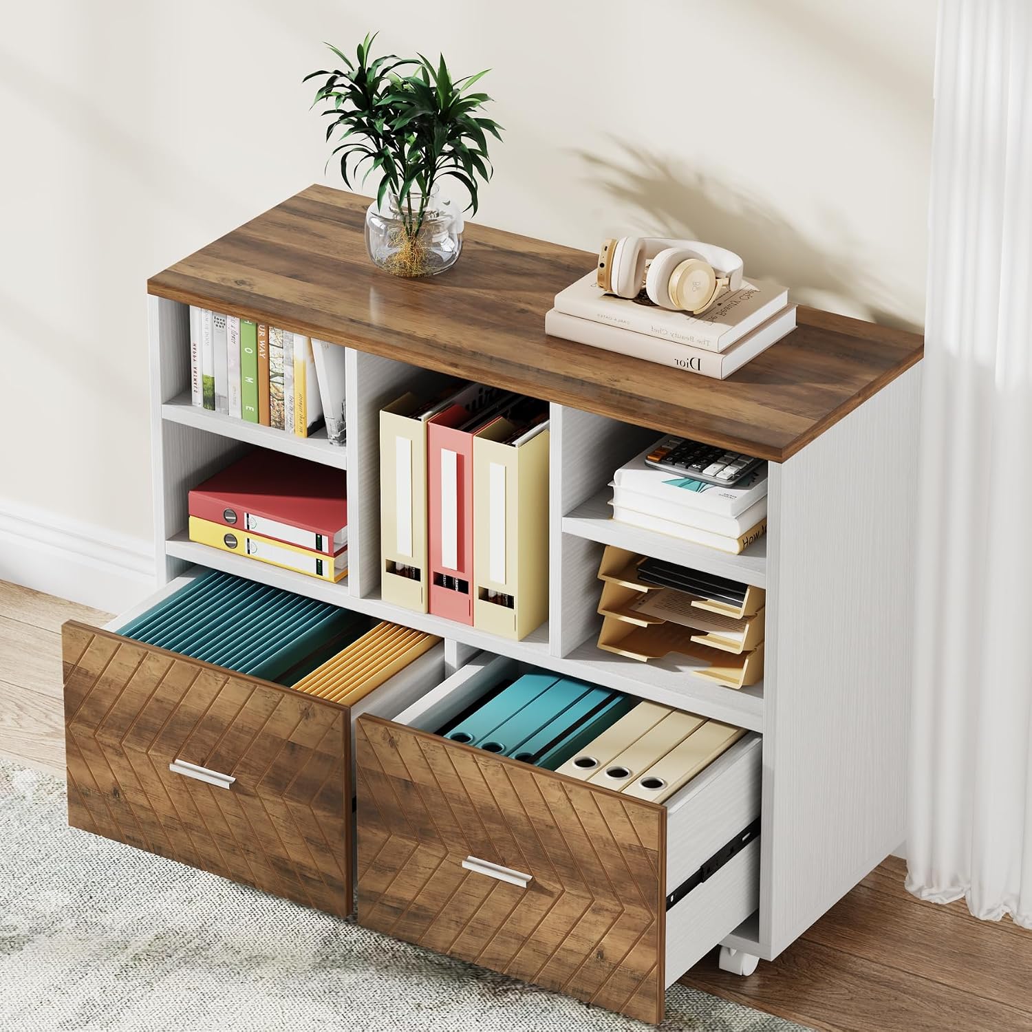 Printer Stand - Armário de Arquivo de Madeira com